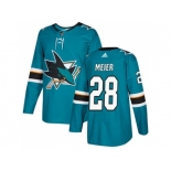 Men Adidas San Jose Sharks #28 Timo Meier Teal Home Authentic Stitched NHL Jersey