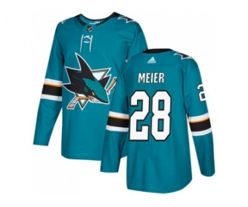 Men Adidas San Jose Sharks #28 Timo Meier Teal Home Authentic Stitched NHL Jersey