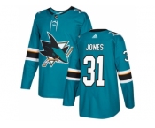 Men Adidas San Jose Sharks #31 Martin Jones Teal Home Authentic Stitched NHL Jersey