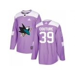 Men Adidas San Jose Sharks #39 Logan Couture Purple Authentic Fights Cancer Stitched NHL Jersey