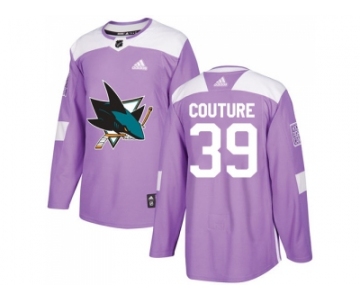 Men Adidas San Jose Sharks #39 Logan Couture Purple Authentic Fights Cancer Stitched NHL Jersey