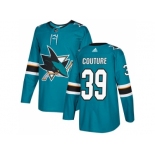 Men Adidas San Jose Sharks #39 Logan Couture Teal Home Authentic Stitched NHL Jersey