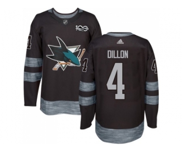 Men Adidas San Jose Sharks #4 Brenden Dillon Black 1917-2017 100th Anniversary Stitched NHL Jersey