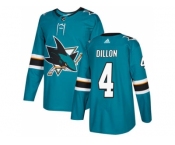 Men Adidas San Jose Sharks #4 Brenden Dillon Teal Home Authentic Stitched NHL Jersey