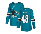 Men Adidas San Jose Sharks #48 Tomas Hertl Teal Home Authentic Stitched NHL Jersey