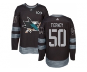 Men Adidas San Jose Sharks #50 Chris Tierney Black 1917-2017 100th Anniversary Stitched NHL Jersey