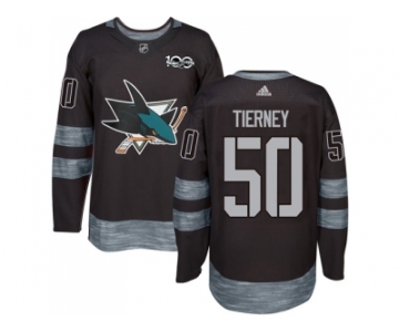 Men Adidas San Jose Sharks #50 Chris Tierney Black 1917-2017 100th Anniversary Stitched NHL Jersey