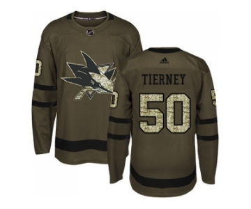 Men Adidas San Jose Sharks #50 Chris Tierney Green Salute to Service Stitched NHL Jersey