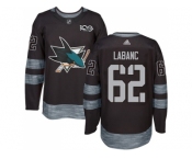 Men Adidas San Jose Sharks #62 Kevin Labanc Black 1917-2017 100th Anniversary Stitched NHL Jersey