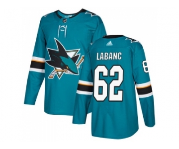 Men Adidas San Jose Sharks #62 Kevin Labanc Teal Home Authentic Stitched NHL Jersey