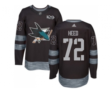 Men Adidas San Jose Sharks #72 Tim Heed Black 1917-2017 100th Anniversary Stitched NHL Jersey