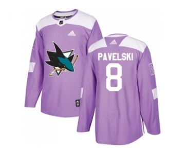 Men Adidas San Jose Sharks #8 Joe Pavelski Purple Authentic Fights Cancer Stitched NHL Jersey