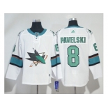 Men Adidas San Jose Sharks #8 Joe Pavelski White Road Authentic Stitched NHL Jersey