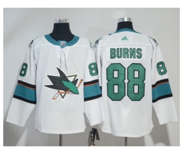 Men Adidas San Jose Sharks #88 Brent Burns White Road Authentic Stitched NHL Jersey