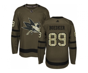 Men Adidas San Jose Sharks #89 Mikkel Boedker Green Salute to Service Stitched NHL Jersey