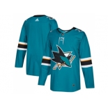 Men Adidas San Jose Sharks Blank Teal Home Authentic Stitched NHL Jersey