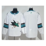 Men Adidas San Jose Sharks Blank White Road Authentic Stitched NHL Jersey