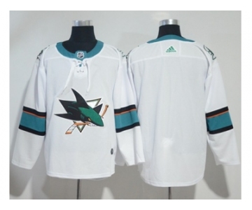 Men Adidas San Jose Sharks Blank White Road Authentic Stitched NHL Jersey