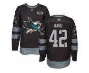 Men's Adidas San Jose Sharks #42 Joel Ward Authentic Black 1917-2017 100th Anniversary NHL Jersey