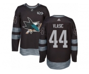 Men's Adidas San Jose Sharks #44 Marc-Edouard Vlasic Authentic Black 1917-2017 100th Anniversary NHL Jersey