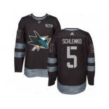 Men's Adidas San Jose Sharks #5 David Schlemko Authentic Black 1917-2017 100th Anniversary NHL Jersey