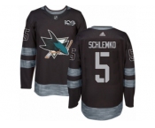 Men's Adidas San Jose Sharks #5 David Schlemko Authentic Black 1917-2017 100th Anniversary NHL Jersey