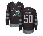 Men's Adidas San Jose Sharks #50 Chris Tierney Authentic Black 1917-2017 100th Anniversary NHL Jersey