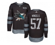 Men's Adidas San Jose Sharks #57 Tommy Wingels Authentic Black 1917-2017 100th Anniversary NHL Jersey