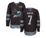 Men's Adidas San Jose Sharks #7 Paul Martin Authentic Black 1917-2017 100th Anniversary NHL Jersey