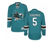 Men's Reebok San Jose Sharks #5 David Schlemko Authentic Teal Green Home NHL Jersey