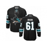 Men's Reebok San Jose Sharks #61 Justin Braun Authentic Black Third NHL Jersey