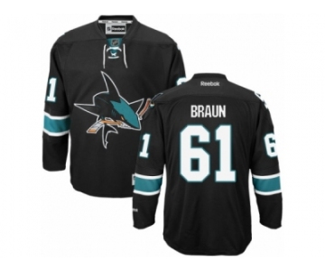 Men's Reebok San Jose Sharks #61 Justin Braun Authentic Black Third NHL Jersey