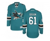 Men's Reebok San Jose Sharks #61 Justin Braun Authentic Teal Green Home NHL Jersey