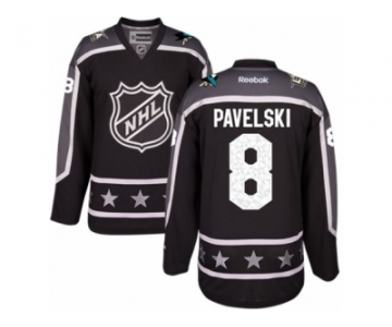 Men's Reebok San Jose Sharks #8 Joe Pavelski Authentic Black Pacific Division 2017 All-Star NHL Jersey