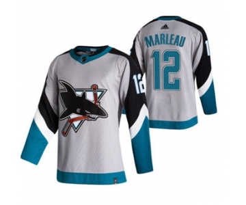 Men's San Jose Sharks #12 Patrick Marleau Grey 2020-21 Reverse Retro Alternate Hockey Jersey