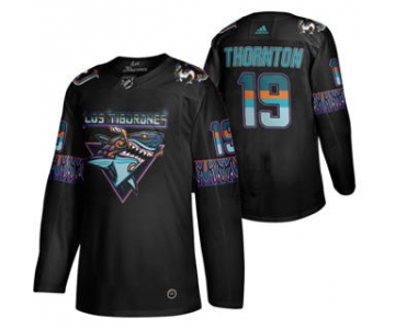 Men's San Jose Sharks #19 Joe Thornton 2020 Los Tiburones Limited Hockey Jersey Black