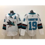 Men's San Jose Sharks #19 Joe Thornton White Stitched Hockey Jersey