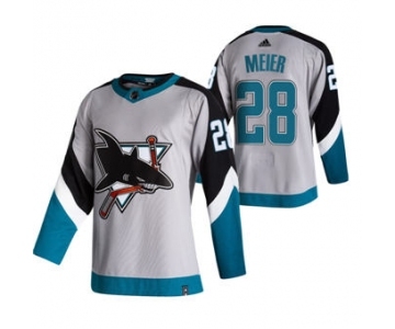 Men's San Jose Sharks #28 Timo Meier Grey 2020-21 Reverse Retro Alternate Hockey Jersey