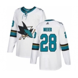 Men's San Jose Sharks #28 Timo Meier White Road Stitched Hockey Jersey