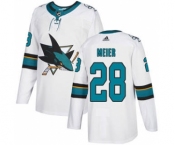 Men's San Jose Sharks #28 Timo Meier White Road Stitched Hockey Jersey