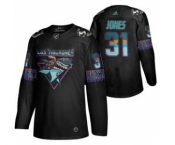 Men's San Jose Sharks #31 Martin Jones 2020 Los Tiburones Limited Hockey Jersey Black