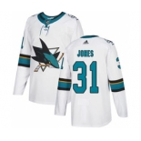 Men's San Jose Sharks #31 Martin Jones White Road Stitched Hockey Jersey