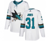 Men's San Jose Sharks #31 Martin Jones White Road Stitched Hockey Jersey