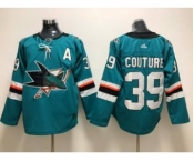 Men's San Jose Sharks #39 Logan Couture Teal Stitched Hockey Jersey