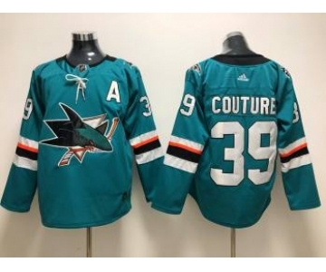 Men's San Jose Sharks #39 Logan Couture Teal Stitched Hockey Jersey