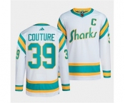 Men's San Jose Sharks #39 Logan Couture White 2022 Reverse Retro Stitched Jersey