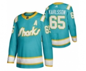 Men's San Jose Sharks #65 Erik Karlsson 2020 Throwback Authentic Player Hockey Jersey