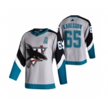 Men's San Jose Sharks #65 Erik Karlsson Grey 2020-21 Reverse Retro Alternate Hockey Jersey