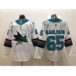 Men's San Jose Sharks #65 Erik Karlsson White Stitched Hockey Jersey