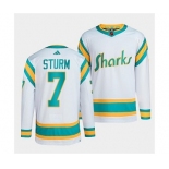 Men's San Jose Sharks #7 Nico Sturm White 2022 Reverse Retro Stitched Jersey